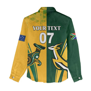 Personalised Australia Mix South Africa Rugby Women Casual Shirt Wallabies And Springboks - Champions Special Ver