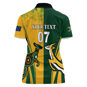 Personalised Australia Mix South Africa Rugby Women Polo Shirt Wallabies And Springboks - Champions Special Ver