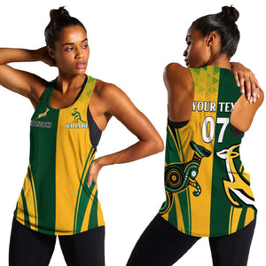 Personalised Australia Mix South Africa Rugby Women Racerback Tank Wallabies And Springboks - Champions Special Ver