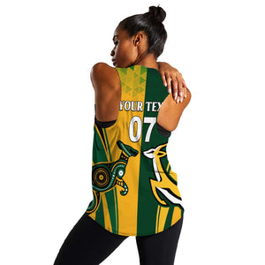 Personalised Australia Mix South Africa Rugby Women Racerback Tank Wallabies And Springboks - Champions Special Ver