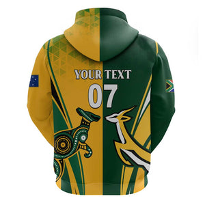 Personalised Australia Mix South Africa Rugby Zip Hoodie Wallabies And Springboks - Champions Special Ver