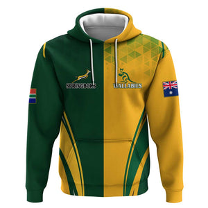 Personalised Australia Mix South Africa Rugby Zip Hoodie Wallabies And Springboks - Champions Special Ver