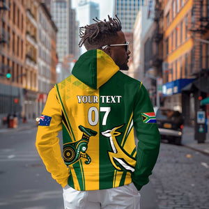 Personalised Australia Mix South Africa Rugby Zip Hoodie Wallabies And Springboks - Champions Special Ver