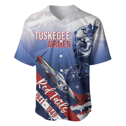 Tuskegee Airmen Red Tails Baseball Jersey Straighten Up and Fly Right - Blue White - African Pride