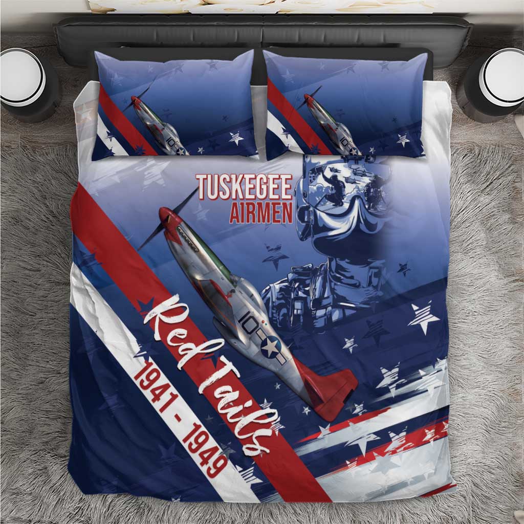 Tuskegee Airmen Red Tails Bedding Set Straighten Up and Fly Right - Blue White - African Pride