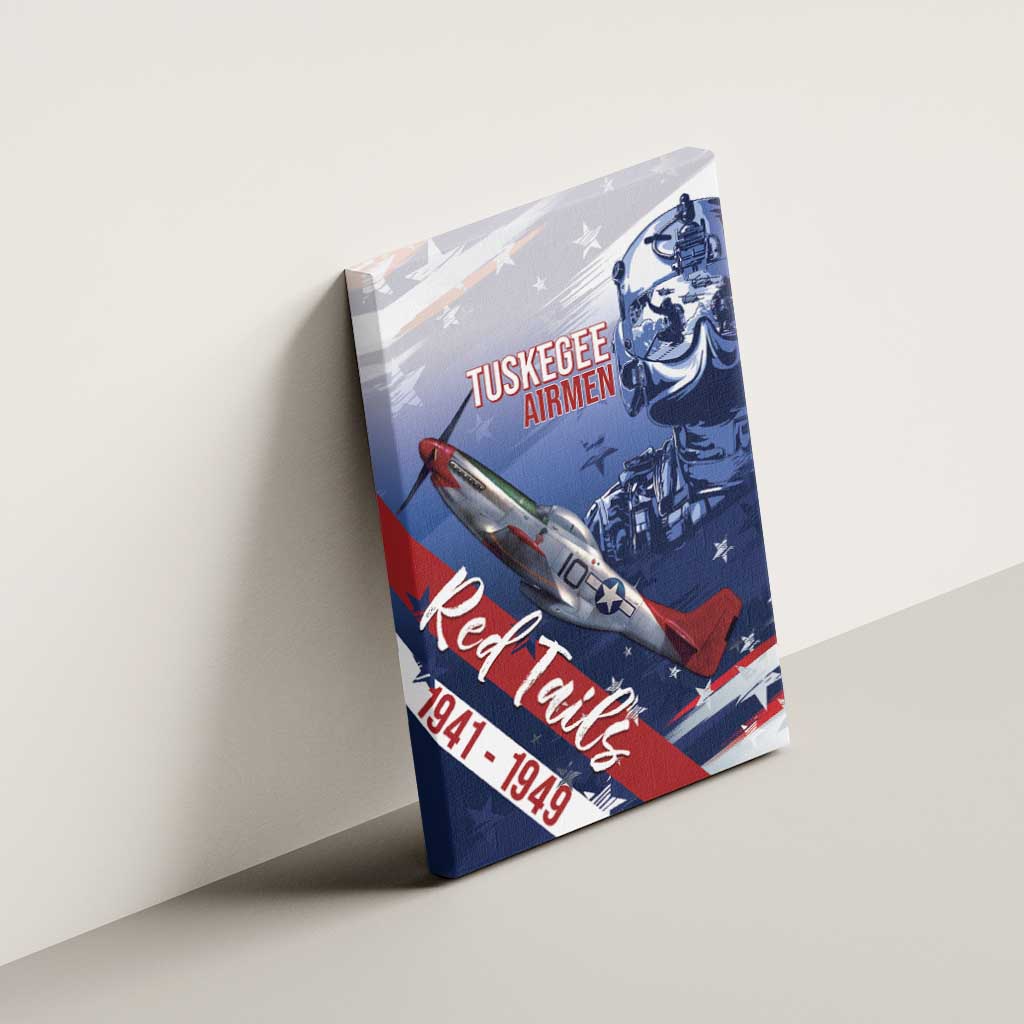 Tuskegee Airmen Red Tails Canvas Wall Art Straighten Up and Fly Right - Blue White - African Pride