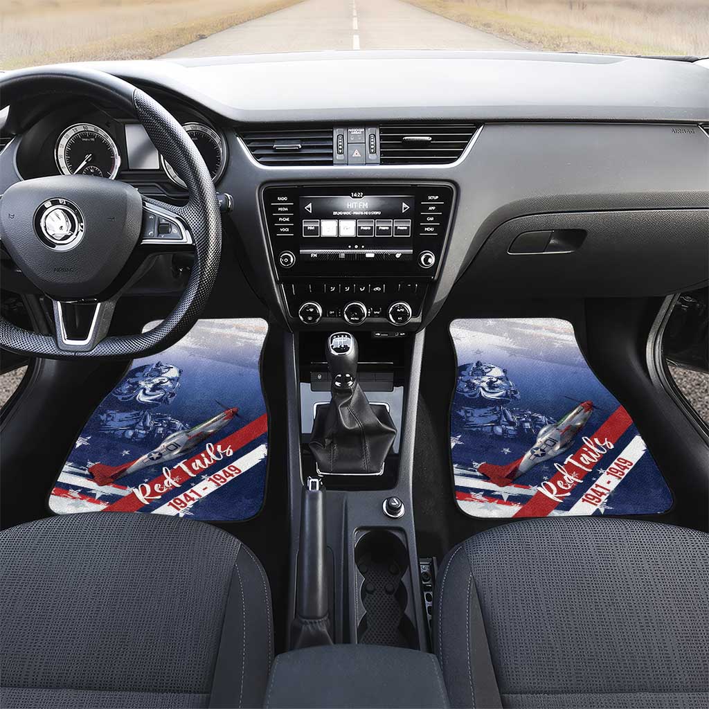 Tuskegee Airmen Red Tails Car Mats Straighten Up and Fly Right - Blue White - African Pride