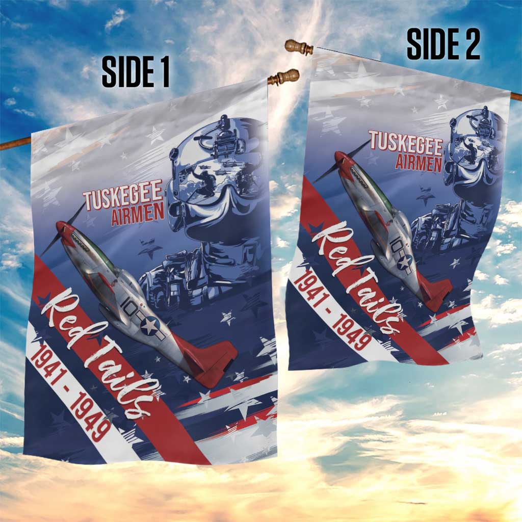 Tuskegee Airmen Red Tails Garden Flag Straighten Up and Fly Right - Blue White - African Pride
