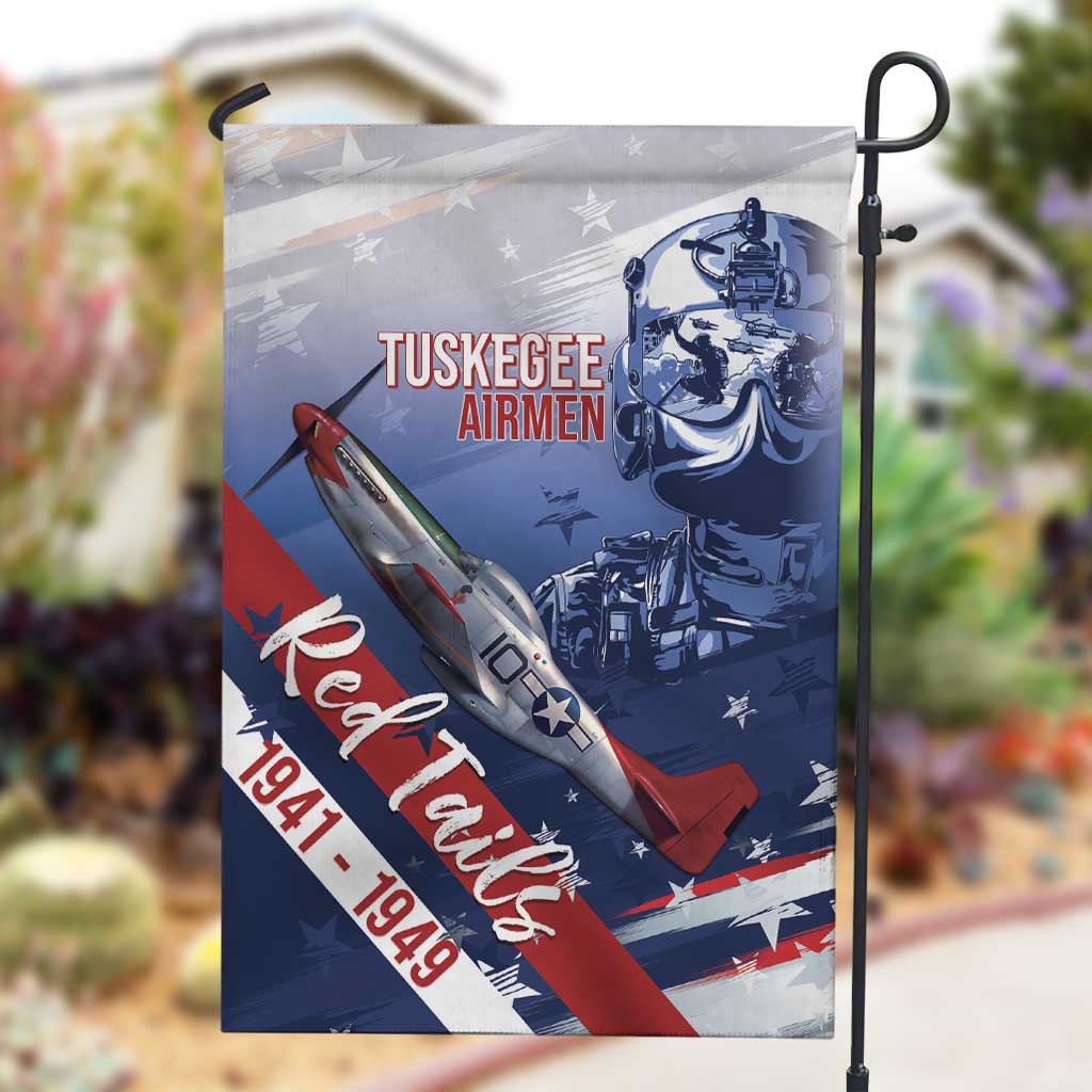 Tuskegee Airmen Red Tails Garden Flag Straighten Up and Fly Right - Blue White - African Pride