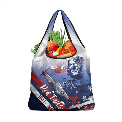 Tuskegee Airmen Red Tails Grocery Bag Straighten Up and Fly Right - Blue White - African Pride