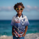 Tuskegee Airmen Red Tails Kid Hawaiian Shirt Straighten Up and Fly Right - Blue White - African Pride