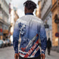 Tuskegee Airmen Red Tails Long Sleeve Button Shirt Straighten Up and Fly Right - Blue White - African Pride