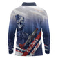 Tuskegee Airmen Red Tails Long Sleeve Polo Shirt Straighten Up and Fly Right - Blue White - African Pride