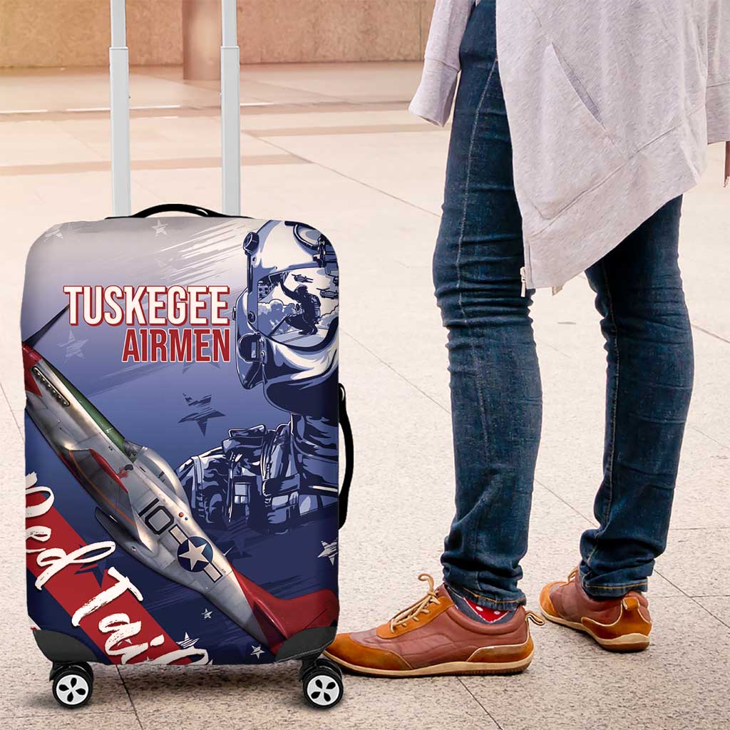 Tuskegee Airmen Red Tails Luggage Cover Straighten Up and Fly Right - Blue White - African Pride