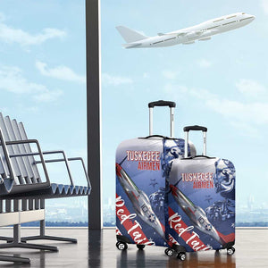 Tuskegee Airmen Red Tails Luggage Cover Straighten Up and Fly Right - Blue White - African Pride