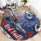 Tuskegee Airmen Red Tails Round Carpet Straighten Up and Fly Right - Blue White - African Pride