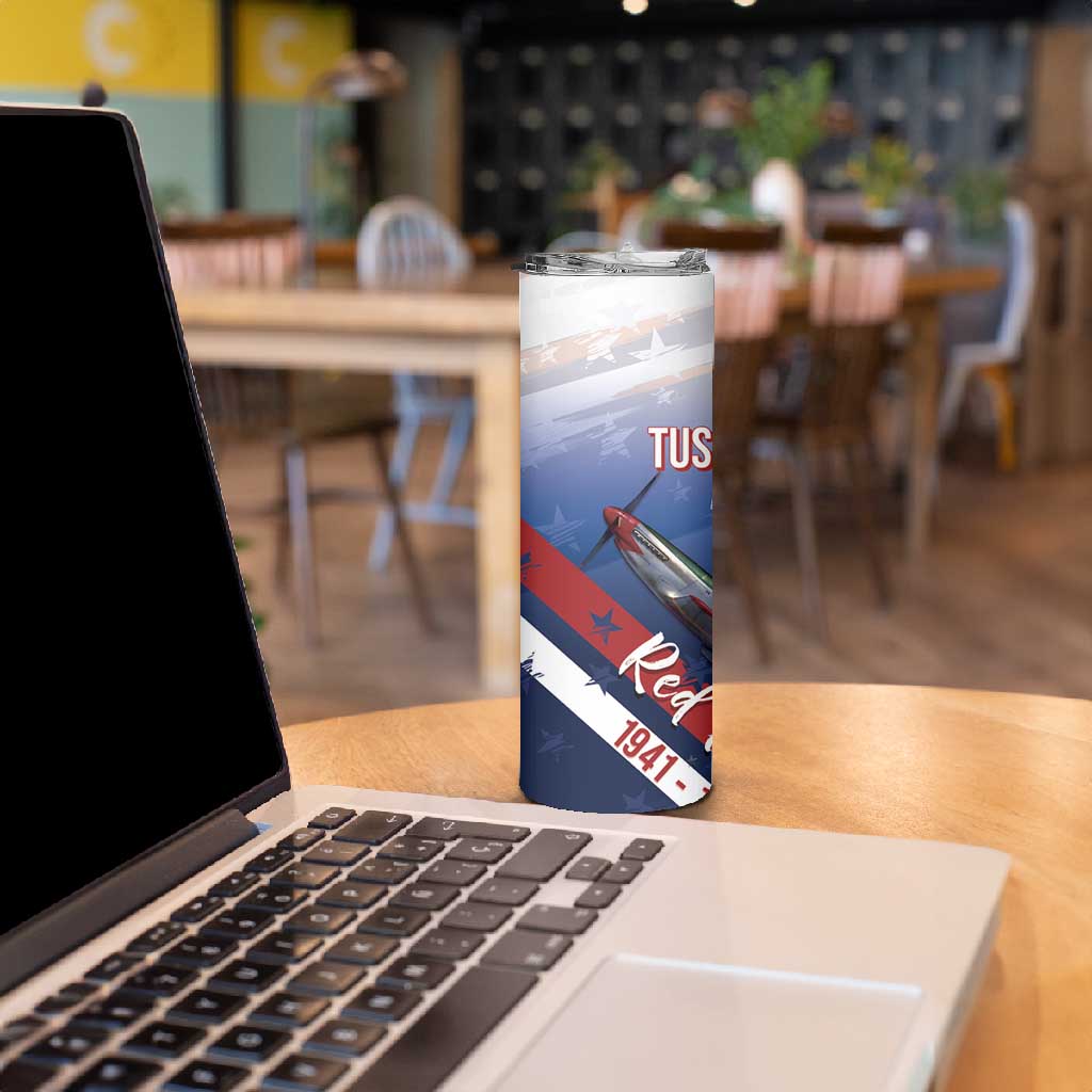 Tuskegee Airmen Red Tails Skinny Tumbler Straighten Up and Fly Right - Blue White - African Pride