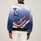 Tuskegee Airmen Red Tails Sleeve Zip Bomber Jacket Straighten Up and Fly Right - Blue White - African Pride