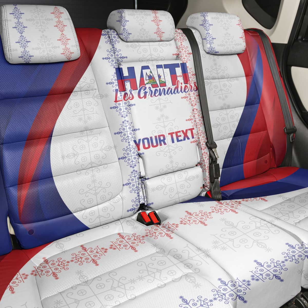 Les Grenadiers Afro-Haiti Personalized Back Car Seat Cover Voodoo Veve Papa Legba - African Pride