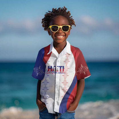 Les Grenadiers Afro-Haiti Personalized Kid Hawaiian Shirt Voodoo Veve Papa Legba LT7