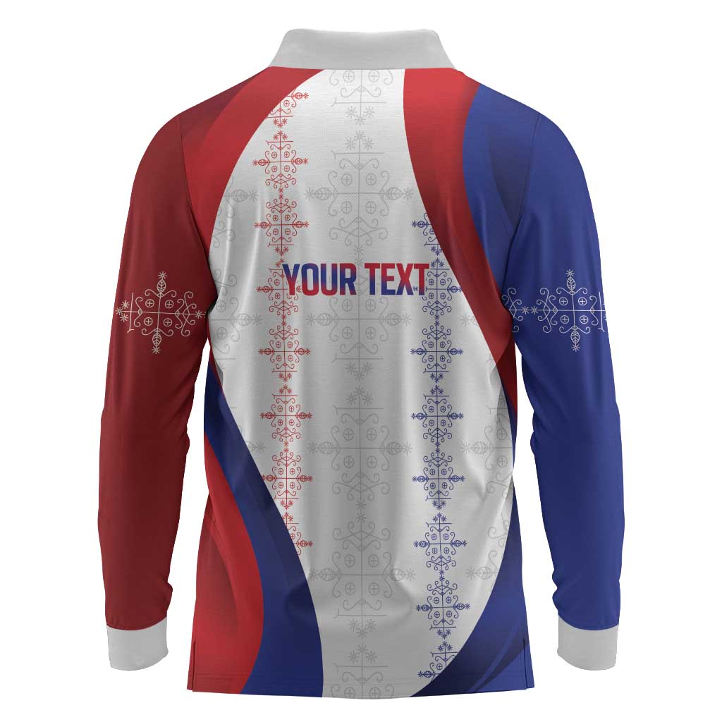 Les Grenadiers Afro-Haiti Personalized Long Sleeve Polo Shirt Voodoo Veve Papa Legba - African Pride