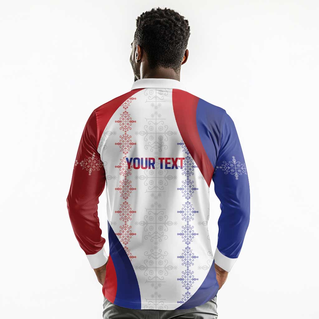 Les Grenadiers Afro-Haiti Personalized Long Sleeve Polo Shirt Voodoo Veve Papa Legba - African Pride