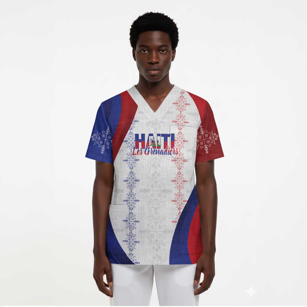 Les Grenadiers Afro-Haiti Personalized Scrub Top Voodoo Veve Papa Legba - African Pride