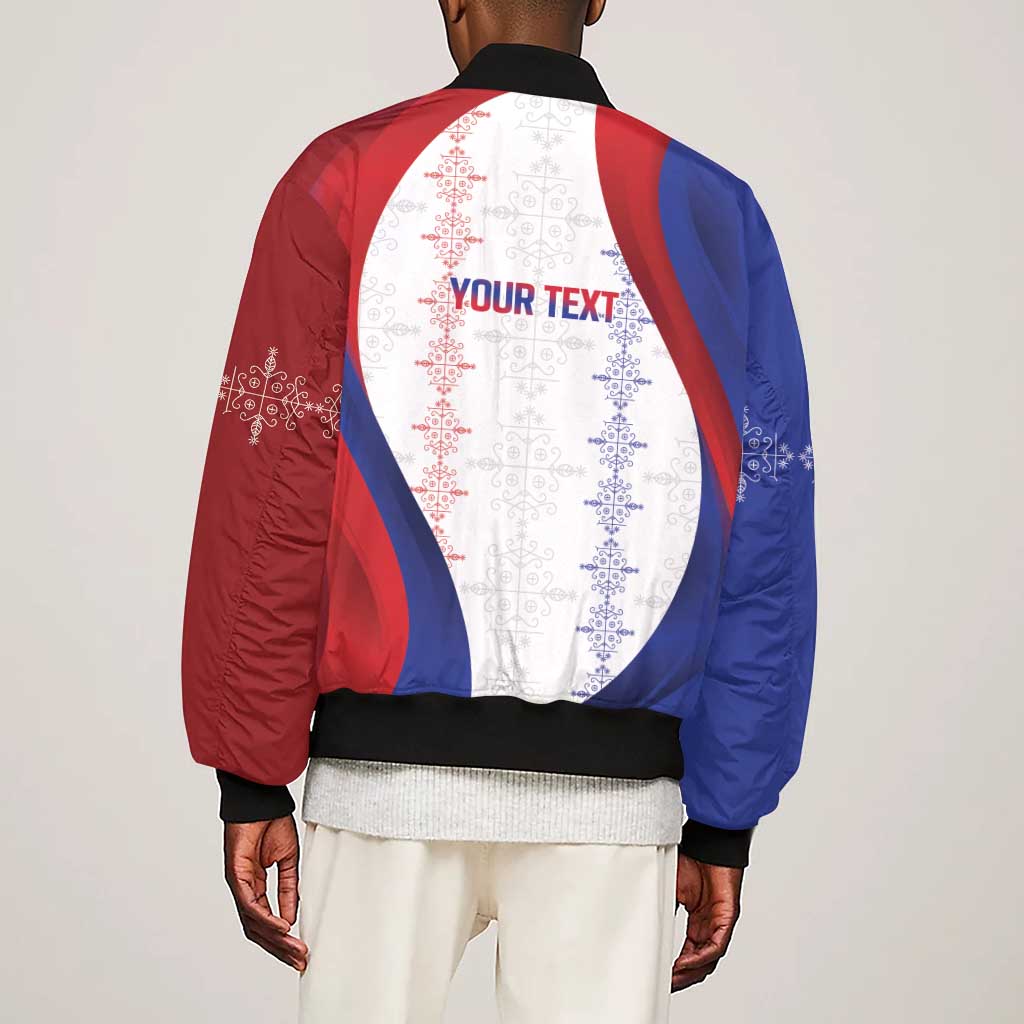 Les Grenadiers Afro-Haiti Personalized Sleeve Zip Bomber Jacket Voodoo Veve Papa Legba - African Pride