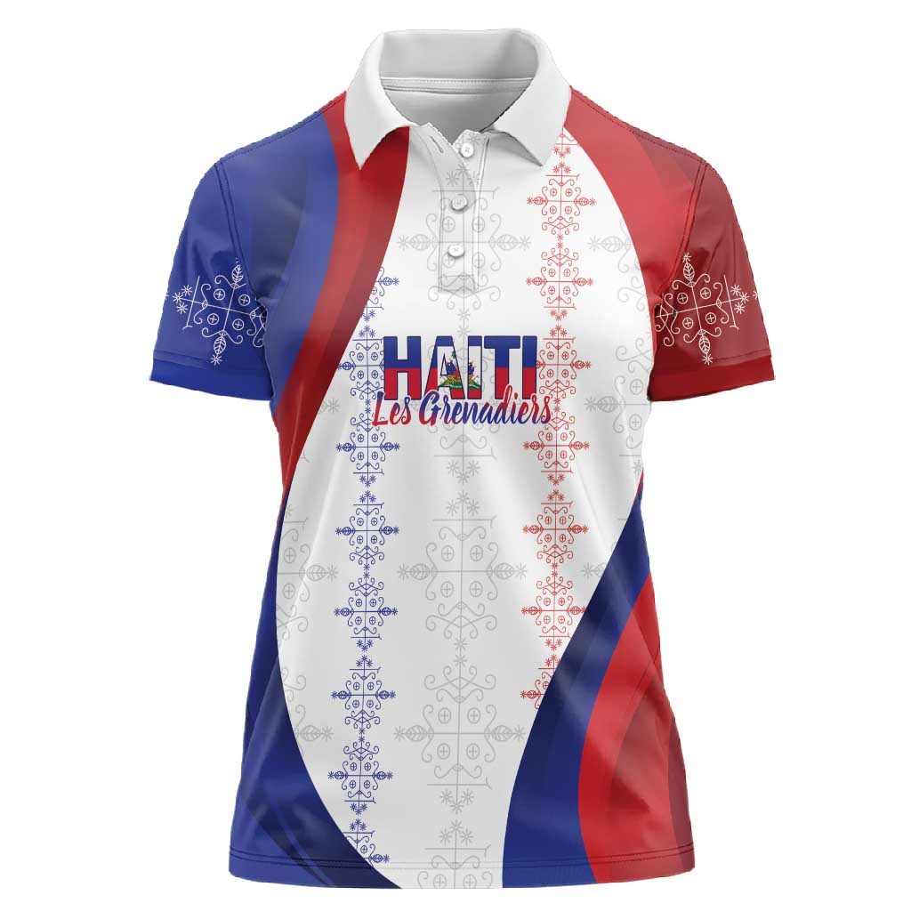 Les Grenadiers Afro-Haiti Personalized Women Polo Shirt Voodoo Veve Papa Legba LT7