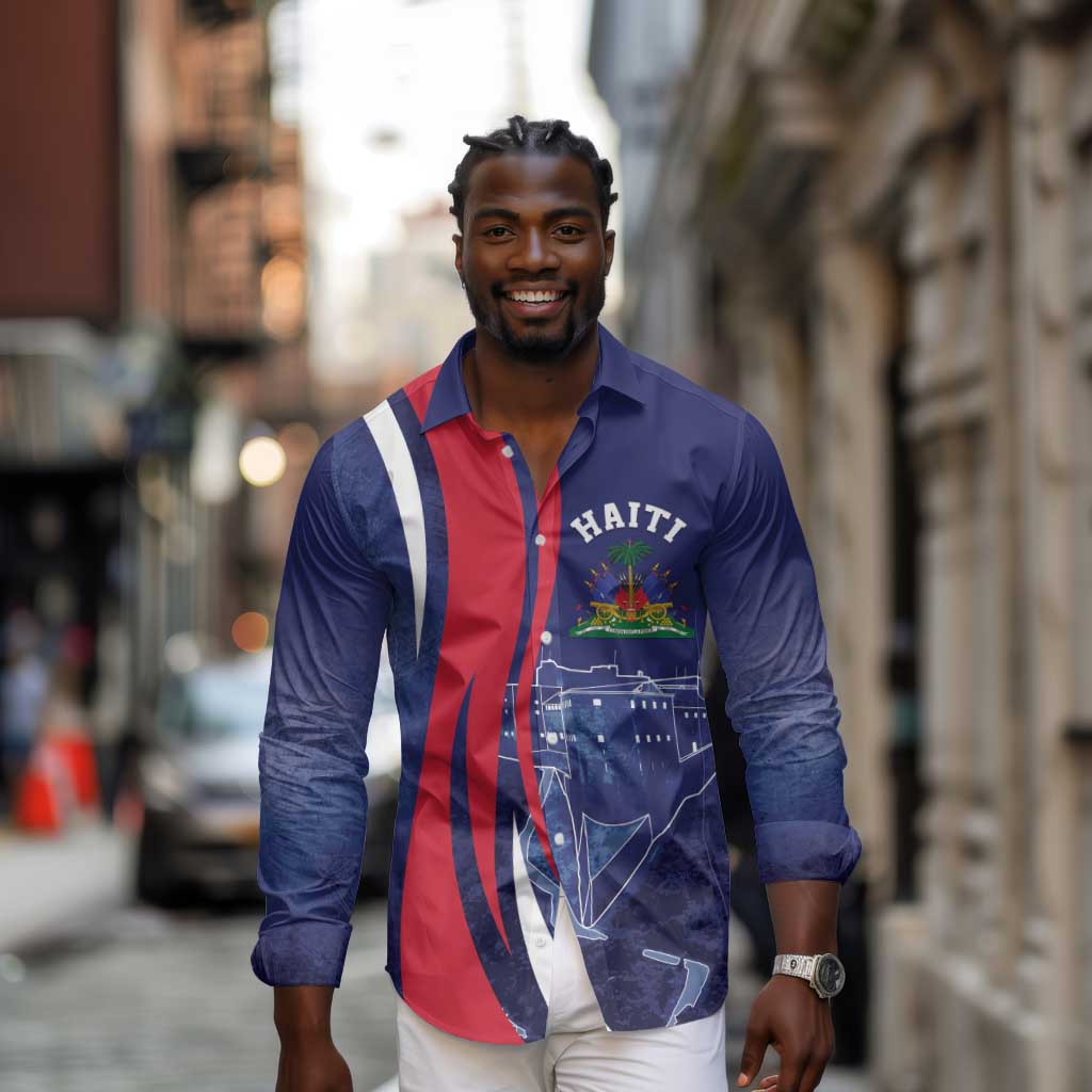Personalized Haiti Citadelle Laferrière Long Sleeve Button Shirt Grunge Style