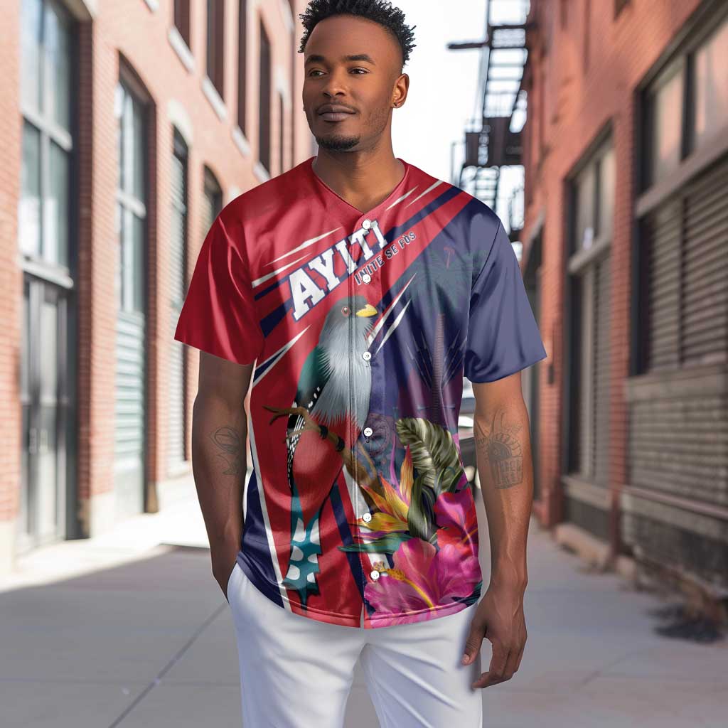 Haiti Personalized Baseball Jersey Hispaniolan Trogon Tropical Vibes