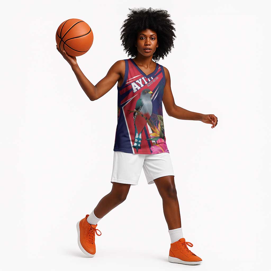 Haiti Personalized Basketball Jersey Hispaniolan Trogon Tropical Vibes LT7