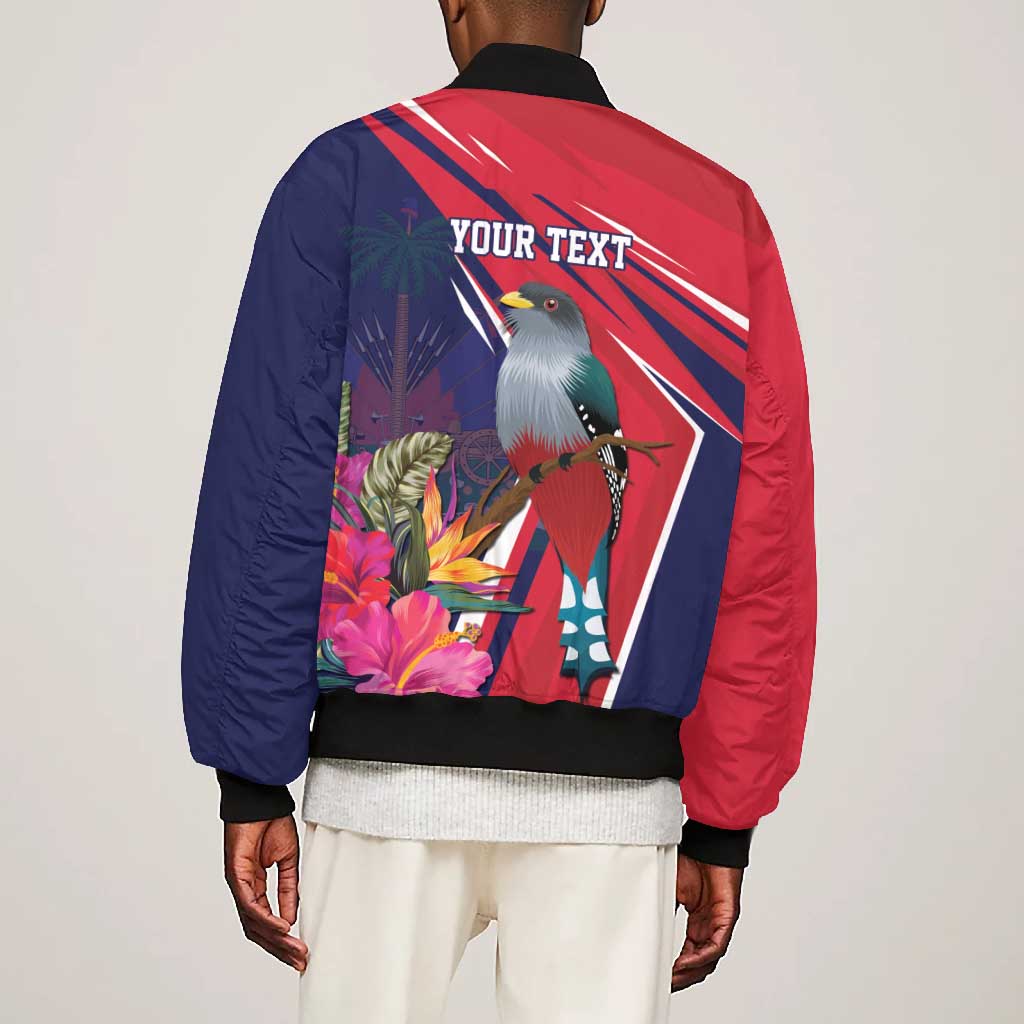 Haiti Personalized Bomber Jacket Hispaniolan Trogon Tropical Vibes