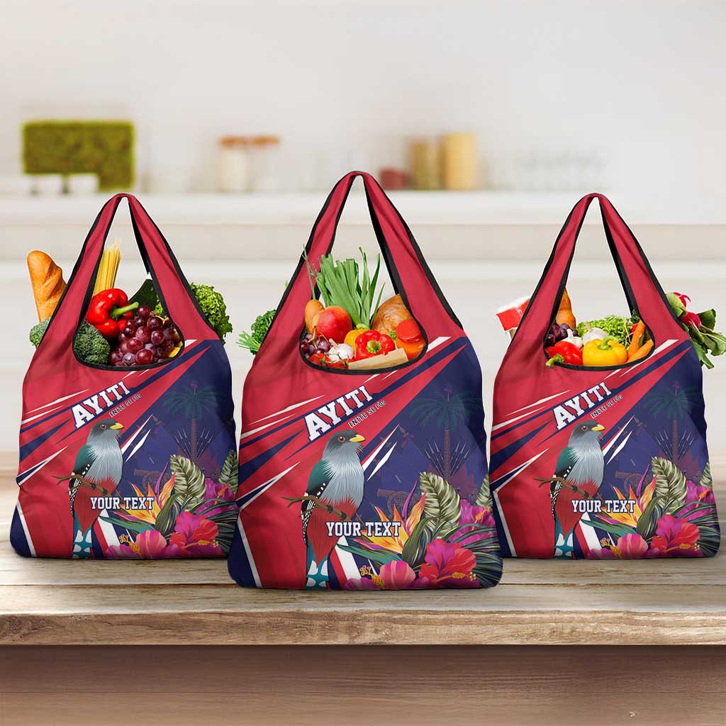 Haiti Personalized Grocery Bag Hispaniolan Trogon Tropical Vibes