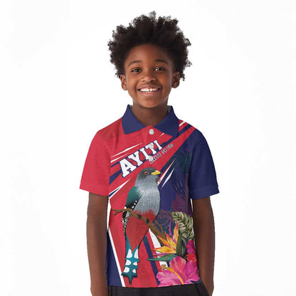 Haiti Personalized Kid Polo Shirt Hispaniolan Trogon Tropical Vibes