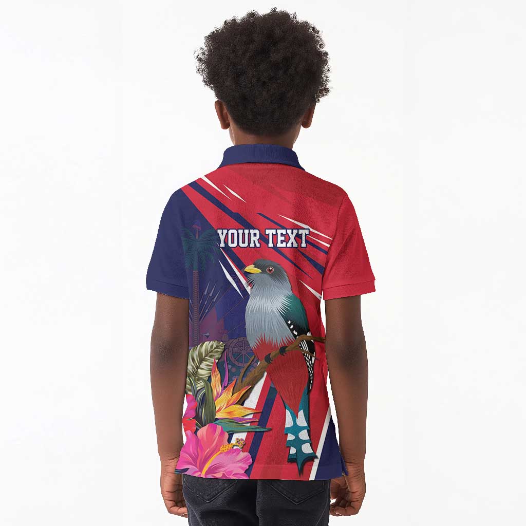 Haiti Personalized Kid Polo Shirt Hispaniolan Trogon Tropical Vibes