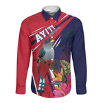 Haiti Personalized Long Sleeve Button Shirt Hispaniolan Trogon Tropical Vibes