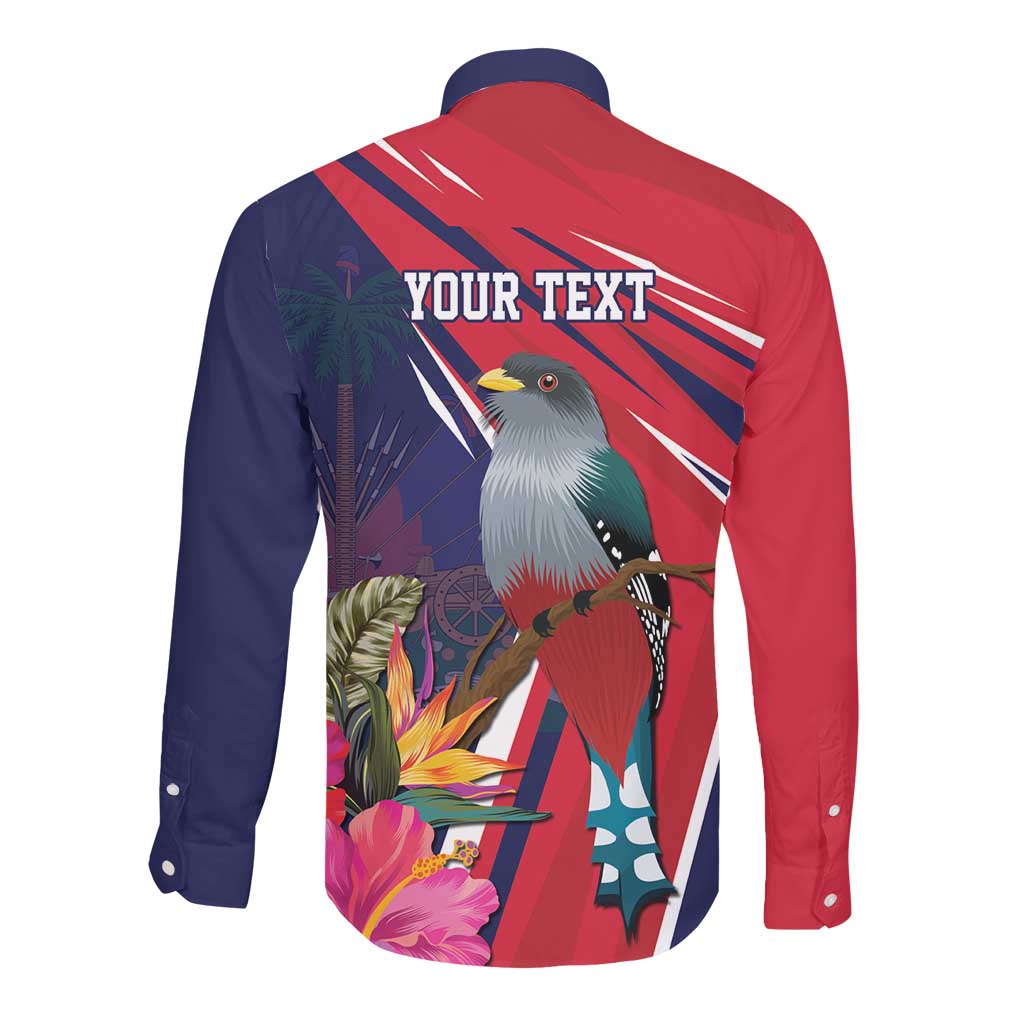 Haiti Personalized Long Sleeve Button Shirt Hispaniolan Trogon Tropical Vibes