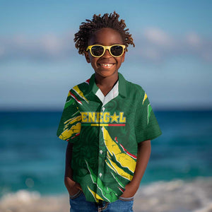 Custom Senegal Football Kid Hawaiian Shirt Nations Cup 2024 Téranga Lions