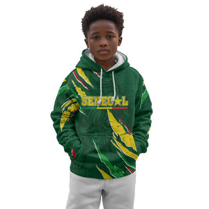 Custom Senegal Football Kid Hoodie Nations Cup 2024 Téranga Lions