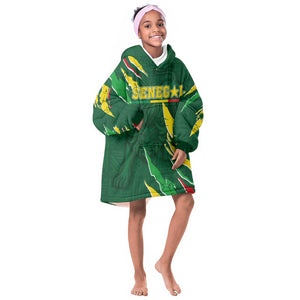 Custom Senegal Football KId Wearable Blanket Hoodie Nations Cup 2024 Téranga Lions