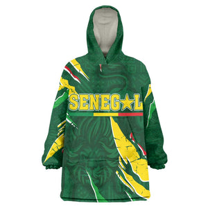 Custom Senegal Football KId Wearable Blanket Hoodie Nations Cup 2024 Téranga Lions