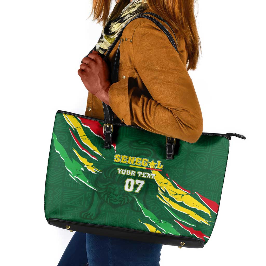 Custom Senegal Football Leather Tote Bag Nations Cup 2024 Téranga Lions