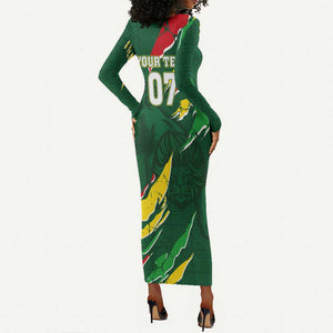 Custom Senegal Football Long Sleeve Bodycon Dress Nations Cup 2024 Téranga Lions