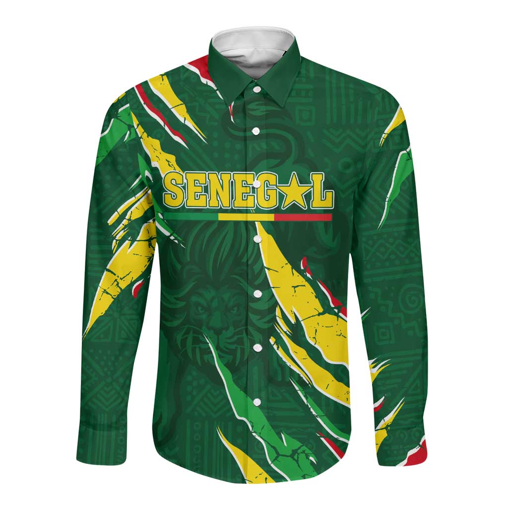 Custom Senegal Football Long Sleeve Button Shirt Nations Cup 2024 Téranga Lions