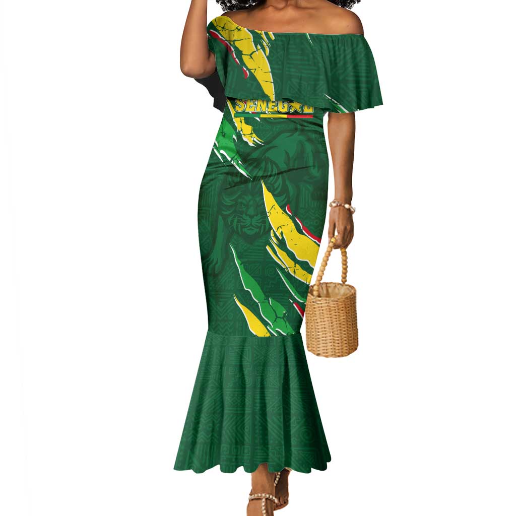 Custom Senegal Football Mermaid Dress Nations Cup 2024 Téranga Lions