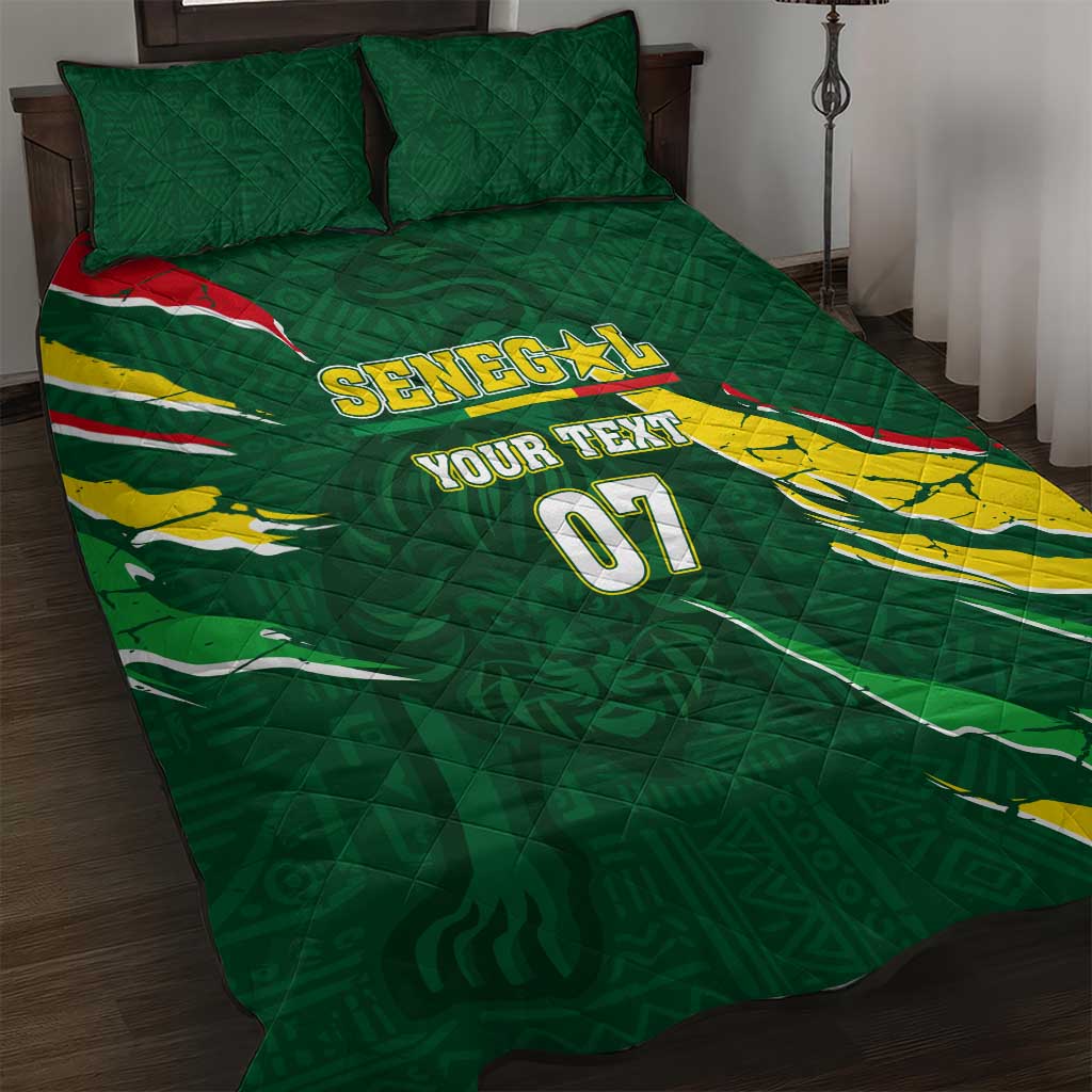 Custom Senegal Football Quilt Bed Set Nations Cup 2024 Téranga Lions