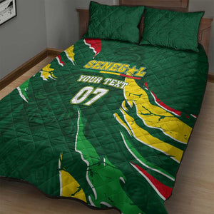 Custom Senegal Football Quilt Bed Set Nations Cup 2024 Téranga Lions