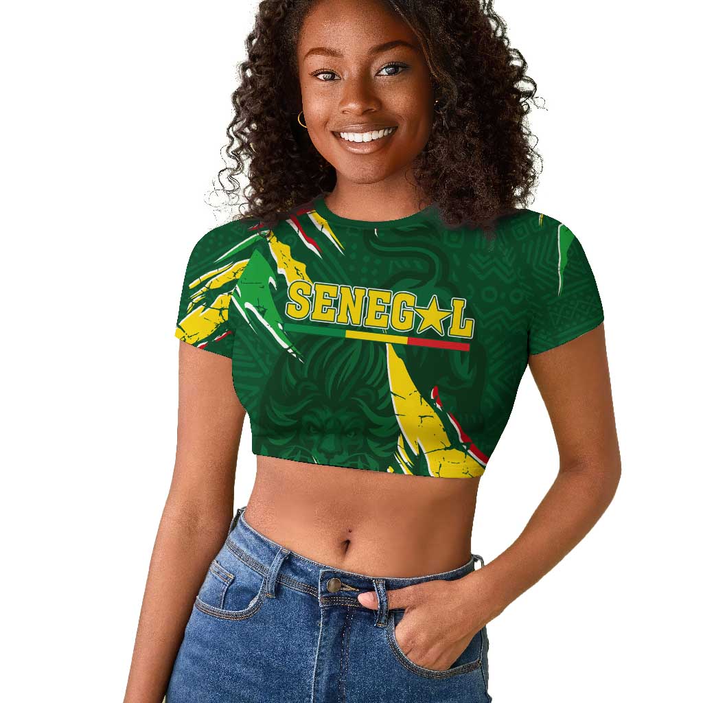 Custom Senegal Football Raglan Cropped T shirt Nations Cup 2024 Téranga Lions