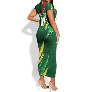 Custom Senegal Football Short Sleeve Bodycon Dress Nations Cup 2024 Tranga Lions LT7